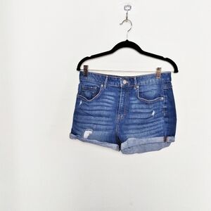 Aeropostale Medium Wash High Waisted Shorty Jean Shorts 10 Short